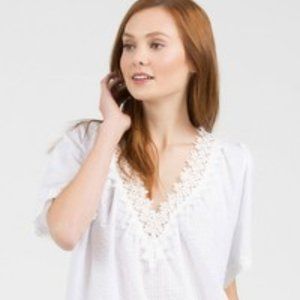 Pol Womens Short Sleeve VNeck Seersucker Blouse